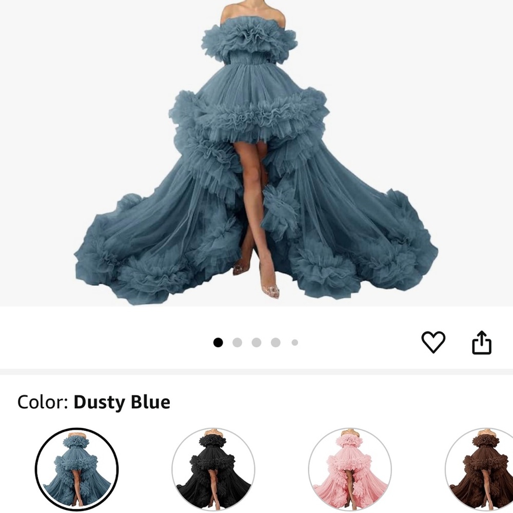 Elegant Dusty Blue Ruffled Gown